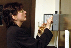 Susan resetting the automatic light switch  during the Holly Ball 2007