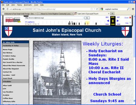 St. John's website in 2008